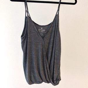 AE, soft and sexy wrap tank, size small, black and white striped